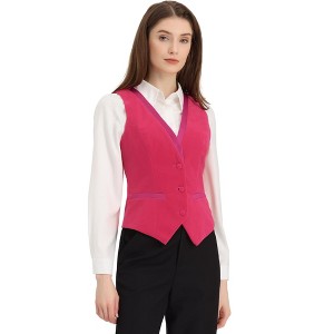 INSPIRE CHIC Women's V Neck Sleeveless Retro Waistcoat Vest - 1 of 4