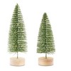 LED Green Bottle Brush Trees with Wood Base 14" Tall – Set of 4 by Melrose - 2 of 3