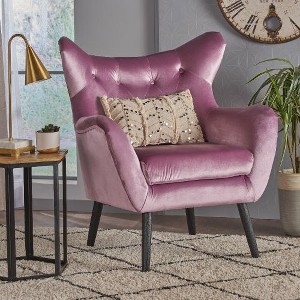 CAVINAS Modern Tufted Curved Wingback Chair, Velvet Armchair, Single Sofa Chair, Comfy Reading Chair for Bedroom, Living Room - 1 of 4