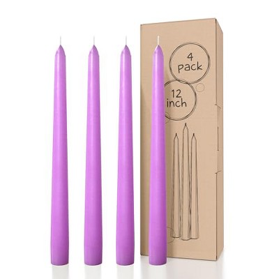 12 inch Taper Candles Set of 4 - Dripless and Smokeless Candle Unscented - Slow Burning Candle Sticks