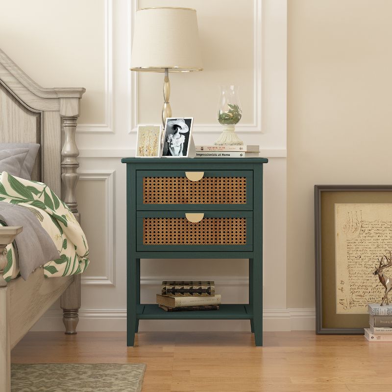Archie Ash Wood Veneer 2 Drawer and Pine Legs Nightstand With Storage  - The Pop Maison, 2 of 12