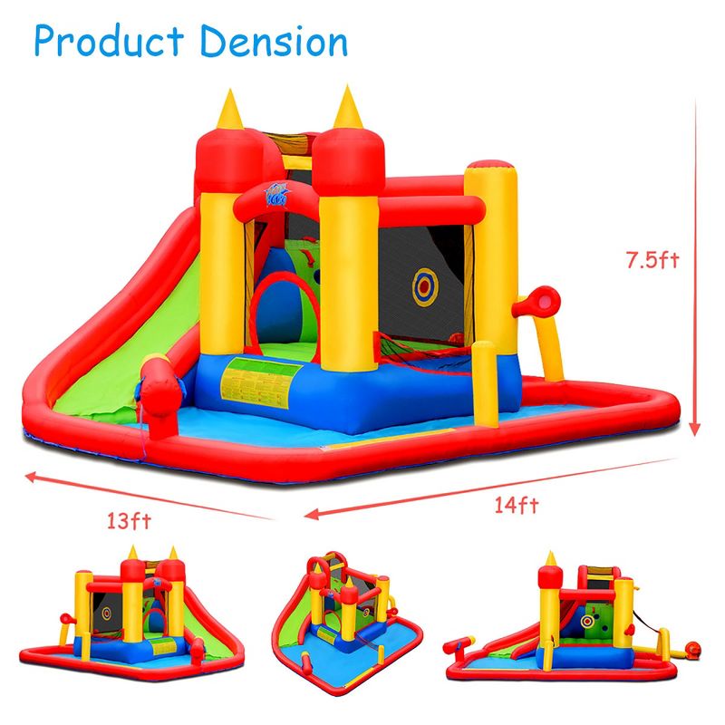 Costway Inflatable Water Slide Jumping Bounce House Bouncy Splash Pool with 740W Blower, 2 of 11