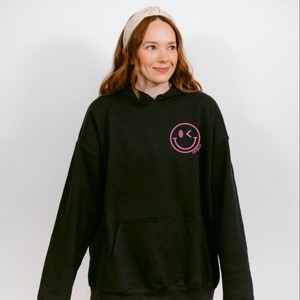 S.W.Smiley Embroidered Smiley Face Outline - Women's Graphic Hoodie - 1 of 3