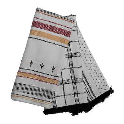 Set of 3 Multicolor Plaid and Stripe Pattern 27 x 18 Inch Woven Cotton Kitchen Tea Towels - Foreside Home & Garden