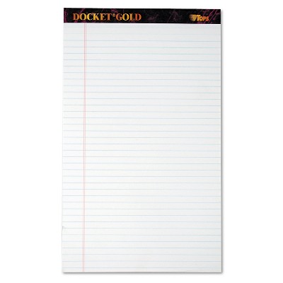 TOPS Docket Ruled Perforated Pads 8 1/2 x 14 White 50 Sheets Dozen 63990
