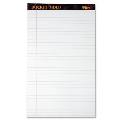 TOPS Docket Ruled Perforated Pads 8 1/2 x 14 White 50 Sheets Dozen 63990