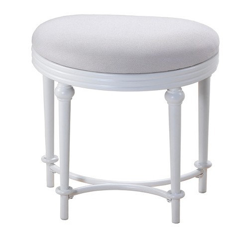 white vanity stool with back