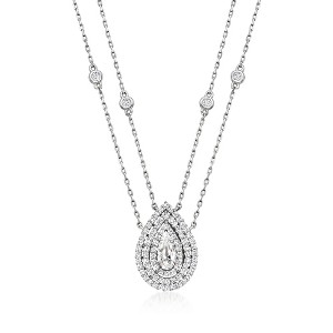 Ross-Simons 1.00-0.90 ct. t.w. CZ 2-Strand Drop Necklace in Sterling Silver - 1 of 4