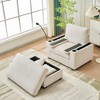 TIRAMISUBEST 55" Oversized Chaise Lounge Chair with Ottoman and Storage, with Cup Holder,Mobile Phone Stand&USB Charging Port, Beige - 2 of 4
