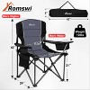 Romswi Outdoor Potable Camp Chair Oversized Folding Camping Chair with Adjustable Arm Straps, 450lbs Capacity Cup Holder Cooler Bag, Black 2-Pack - 2 of 4