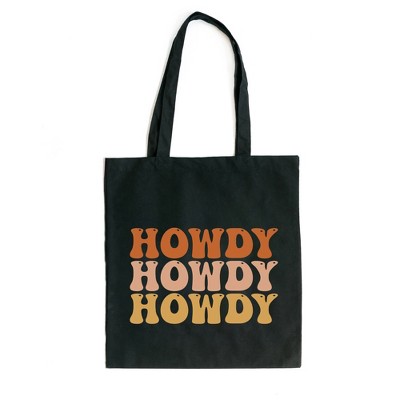 City Creek Prints Howdy Howdy Howdy Canvas Tote Bag - 15x16 - Black