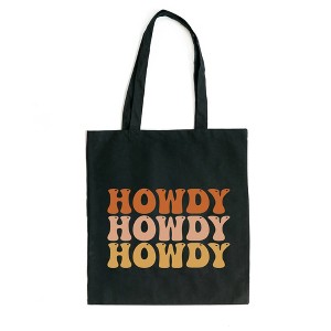 City Creek Prints Howdy Howdy Howdy Canvas Tote Bag - 15x16 - Black - 1 of 2