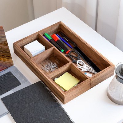 Seville Classics 9-Piece Acacia Wood Pantry Kitchen Storage Organizer Box Set — фото 6