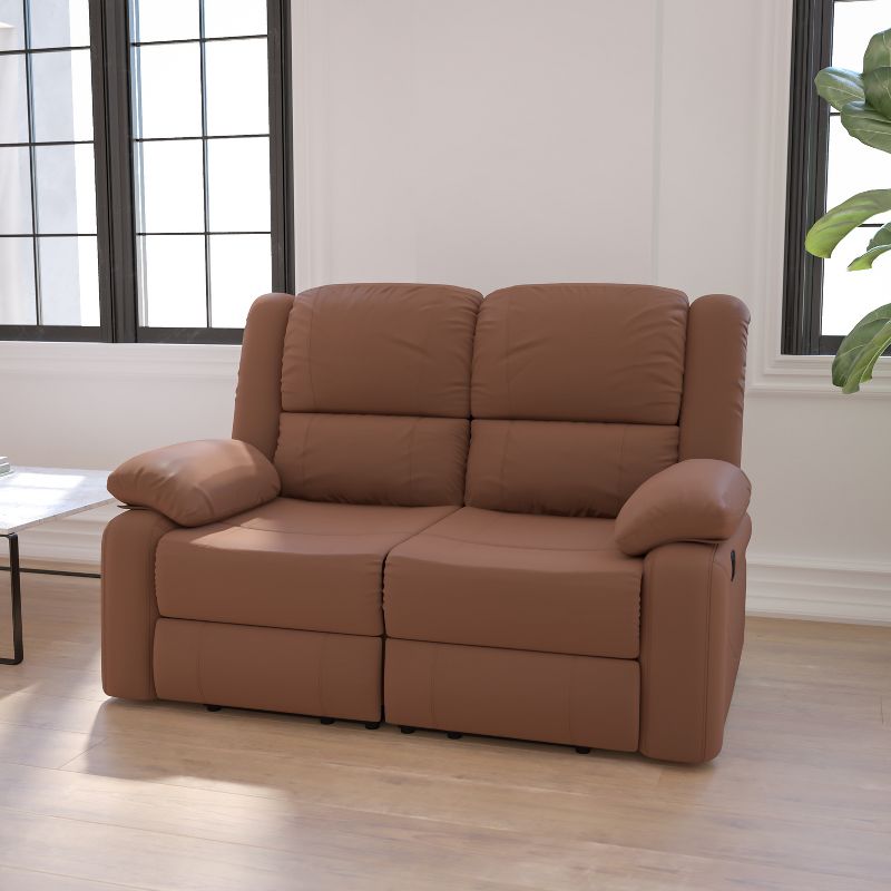 Emma and Oliver Bustle Back Loveseat with Two Built-In Recliners, 2 of 11