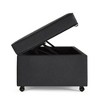 CAVINAS Linen Fabric Storage Ottoman Bench with Wheels,Upholstered Storage Ottoman,Storage Bench for Living Room,Bedroom - 4 of 4