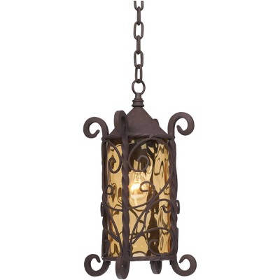 Seville Bronze Finish Outdoor Pendant Light with Champagne Glass