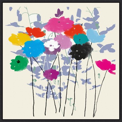 Amanti Art Multicolored Meadow Flowers by Jenny Frean Canvas Wall Art Print Framed 22 x 22-in.