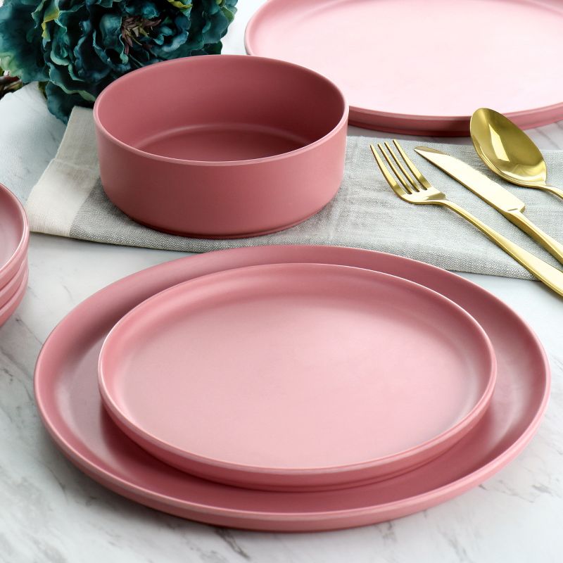 Gibson Home Canyon Crest 12 Piece Round Melamine Dinnerware Set in Pink, 2 of 9