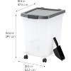 IRIS USA Dog Food Storage Container 50 lbs, with Removable Rolling Wheels & Included Scoop, for Dog Cat Bird and Other Pets, Clear/Dark Gray - 2 of 4