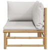 vidaXL Robust Bamboo Patio Corner Sofa with Comfortable Light Gray Cushions - Modular Outdoor Lounge Set - Eco-Friendly Garden Furniture - 4 of 4