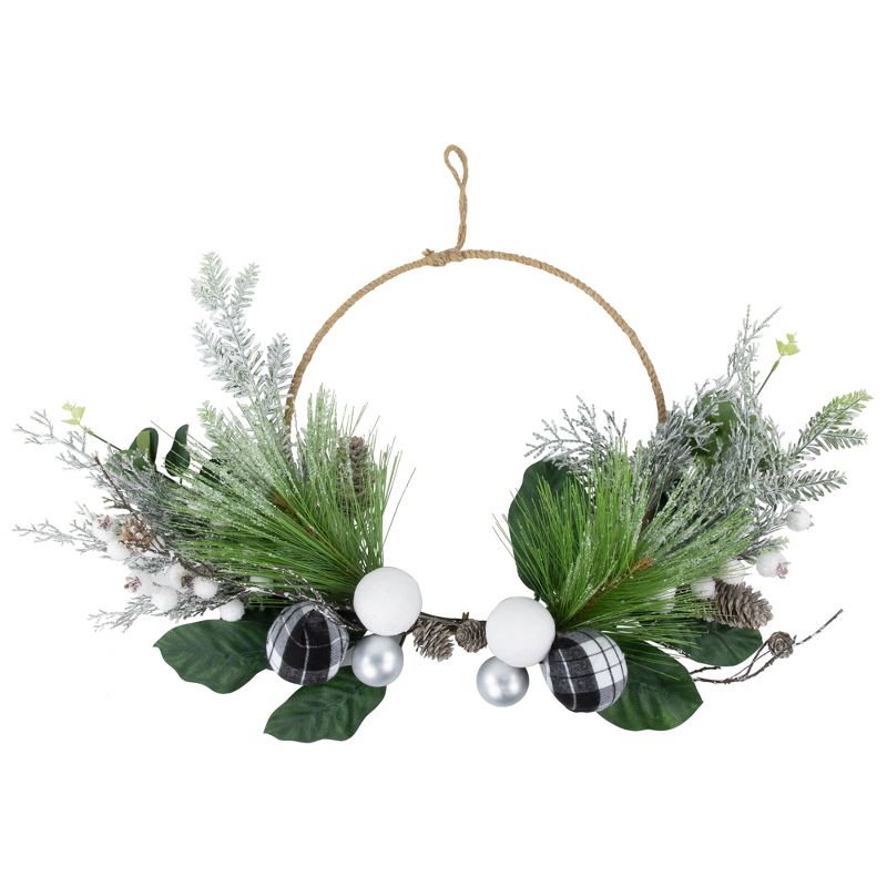 Northlight Real Touch™️ Winter Greenery with Pinecones Artificial Christmas Wreath  - 18" - Unlit, 1 of 8