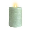 LumiPur 3.5"x5" Signature Natural Glow Flickering Flameless LED Wax Pillar Candle Sage Green - 3 of 4