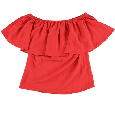 bar III Womens Ruffled Off the Shoulder Blouse