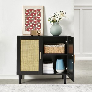 Airsurfer Sideboard Buffet Cabinet with Natural Rattan Doors, Adjustable Shelves, Ample Storage, Modern Console for Bedroom, Living Room, Entryway - 1 of 4