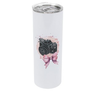 Elanze Designs 20 Ounce Stainless Steel On the Go Travel Tumbler With Push Top Lid, Camera Bow - 1 of 1