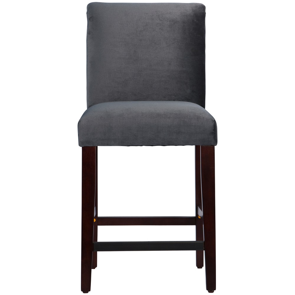 Skyline Furniture Velvet Parsons Counter Height Barstool Dark Gray: Upholstered, Wood Legs, Armless