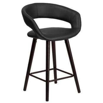 Emma and Oliver 24"H Cappuccino Wood Rounded Open Back Counter Height Stool