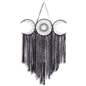 Aoibox Triple Moon Goddess Macrame Wall Hanging, Wicca Crescent Dream Catcher for Witch Home, Dreamcatcher for Bedroom Decor - 1 of 4