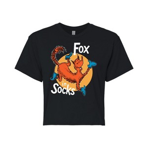 Women's - Dr. Seuss - Fox In Socks Jumping Cropped Graphic T-Shirt - 1 of 4