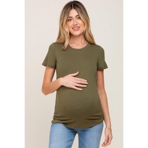 PinkBlush Olive Basic Crew Neck Maternity Tee - 1 of 4