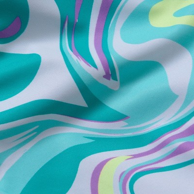 Lands' End Kids Chlorine Resistant Criss Cross Bikini Top - Large - Aruba Blue Multi Swirl — фото 2
