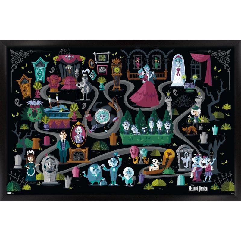 Trends International Disney Haunted Mansion - Map Framed Wall Poster Prints, 1 of 7