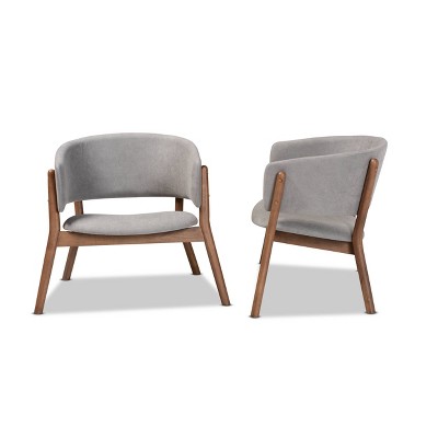 Light Grey Leather Barrel Accent Chair with Manufactured Wood Frame