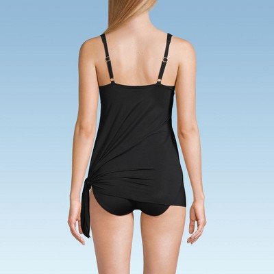 Lands' End Women's Slender Suit Fauxkini One Piece Swimsuit