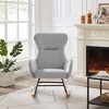 Teddy/Velvet Rocking Chair, Upholstered Accent Glider Chair with Side Pocket and Wood Legs, 4W-ModernLuxe - 2 of 4