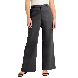June + Vie by Roaman's Women's Plus Size June Fit Wide-Leg Jeans - 1 of 4