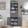 SinCiDo 72" Tall Farmhouse Bathroom Storage Cabinet, Adjustable Shelves & Barn Door & 2 Drawers for Bathroom, Living Room, Kitchen - 3 of 4