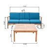 GDFStudio Abena Outdoor Acacia Wood 3 Seater Sofa and Coffee Table Set with Cushions - 3 of 4