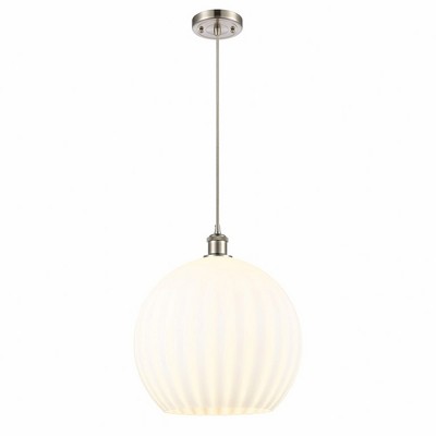 White Venetian - 1 Light Cord Hung Pendant In Modern Style-16.63 Inches Tall and 13.75 Inches Wide