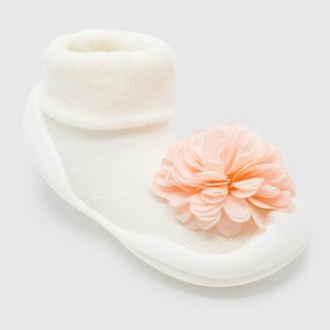 Komuello Baby Girl First Walk Sock Shoes Corsage White - 1 of 4