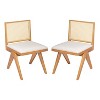 Okak Set of 2 Mid Century Rubberwood Arm/Armless Dining Chairs with Rattan Back,Farmhouse Accent Chairs for Dining Room,Restaurant - 2 of 4