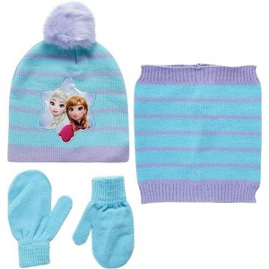 Frozen Elsa & Anna Girls Winter Hat, Gaiter  and Kids Mitten Set, Toddlers Ages 2-4 - 1 of 3