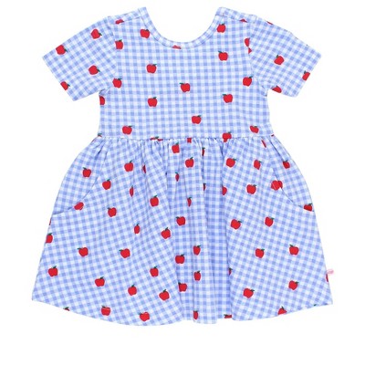 RuffleButts Toddler Girls Knit Short Sleeve Twirl Dress