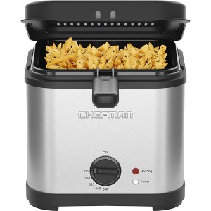 Chefman 2.5 Quart Deep Fryer with Wire Basket, Temperature Control & Windowed Lid – Stainless Steel - 1 of 4