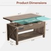 Buenhomino Lift Top Coffee Table with Storage for Living Room, Farmhouse Rectangular Coffee Tables with Hidden Compartment，Oak - 3 of 4