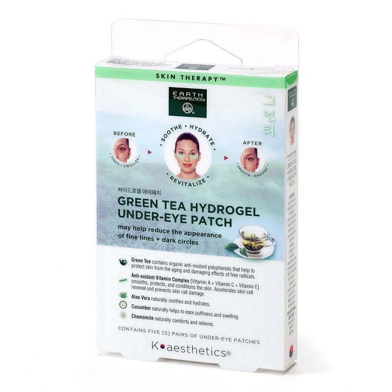 Earth Therapeutics Green Tea Hydrogel Under Eye Patches Facial Treatment - 5ct, 1 of 9
